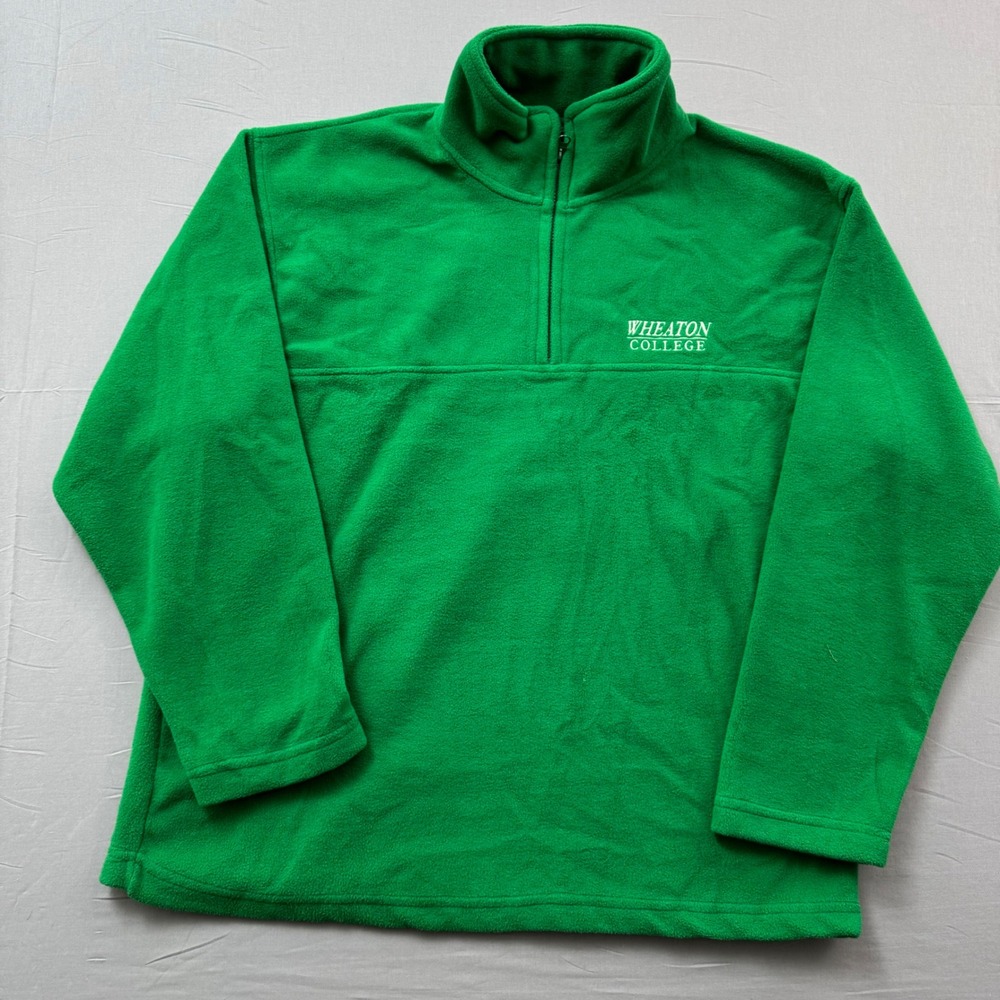 Wheaton College Fleece Pullover Green Mens‎ Medium 1/4 Zip Jacket